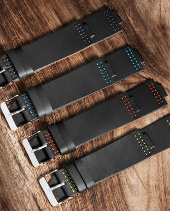 Genuine Black Leather Watch Straps