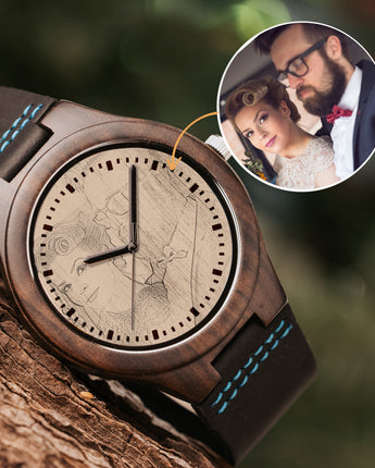Mountain Born Custom Ebony Sketch Watch, Leather Strap