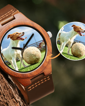 Mountain Born Customized Wood Photo Watch For Men, Redwood