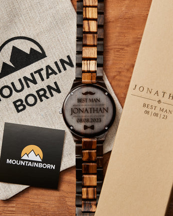 Custom Engraved Wood Watch for Groomsmen