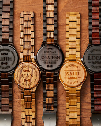 Custom Engraved Wood Watch for Groomsmen